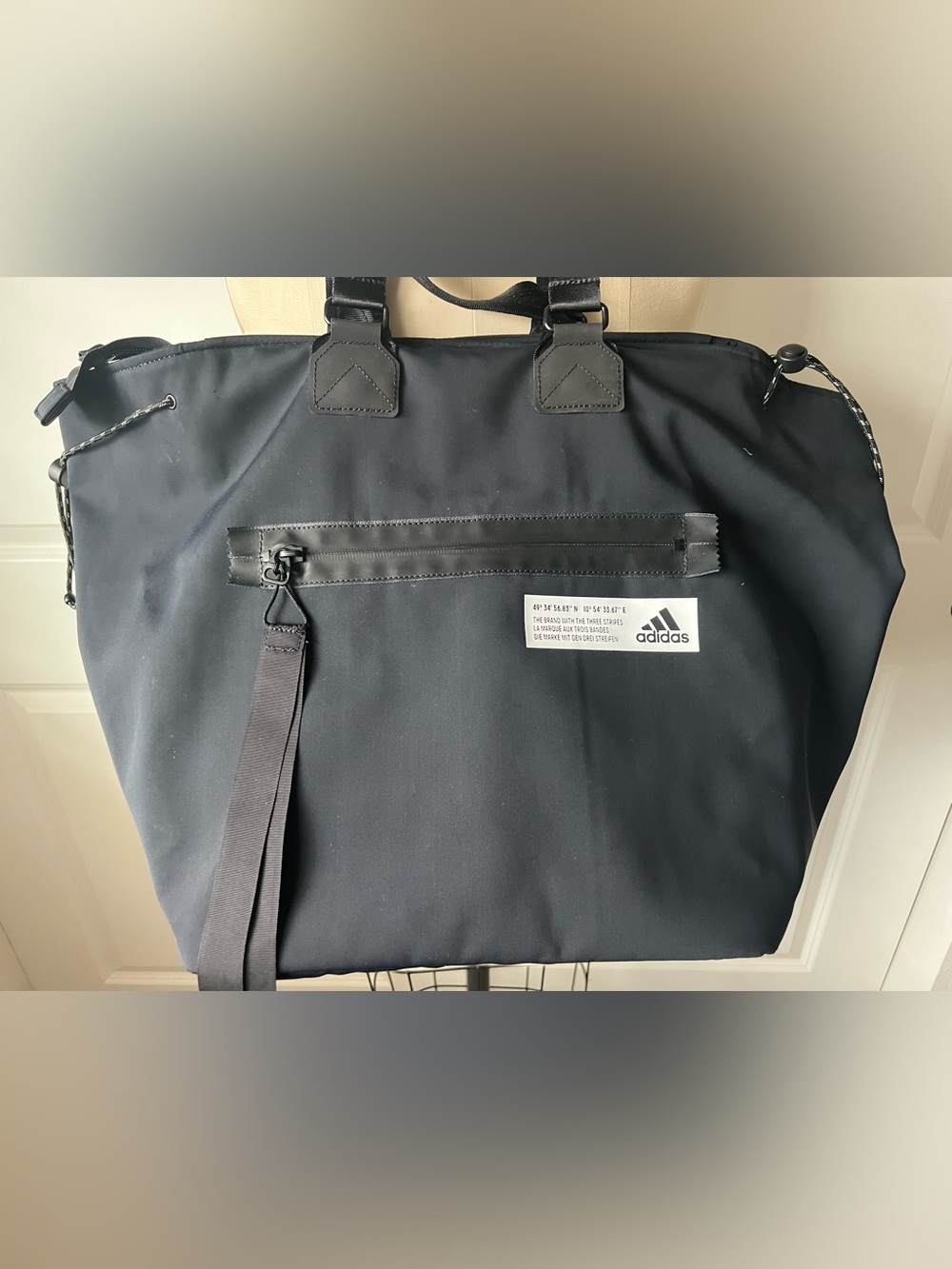 Adidas Black Tote Bag with Front Zip Pocket - Picture 2 of 15